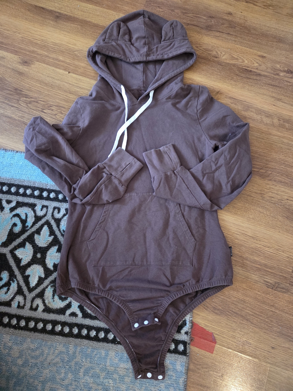 LAST CHANCE LFB Brown Hooded Bodysuit w Pocket And Thumb Holes
